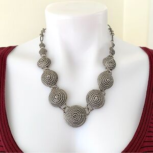 Chicos rope circles swirls spirals silver tone chunky adjustable necklace